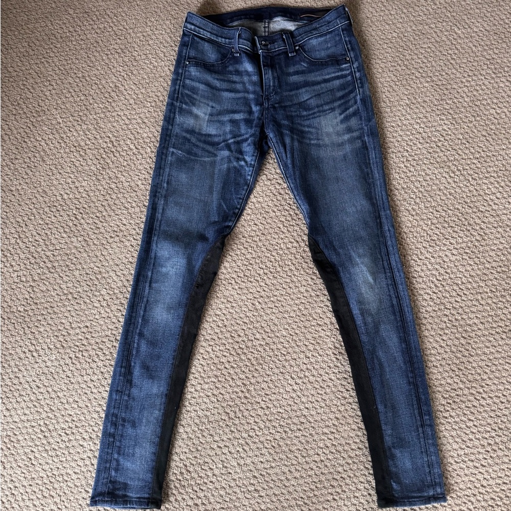 Rag and bone Blue Denim Jeans with black suede detail